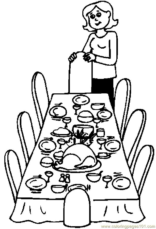 614x900 Dinner Table Coloring Page
