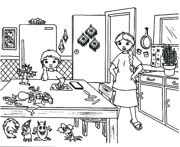 600x490 Kitchen Coloring Page Coloring Page Parts Of A House Kitchen