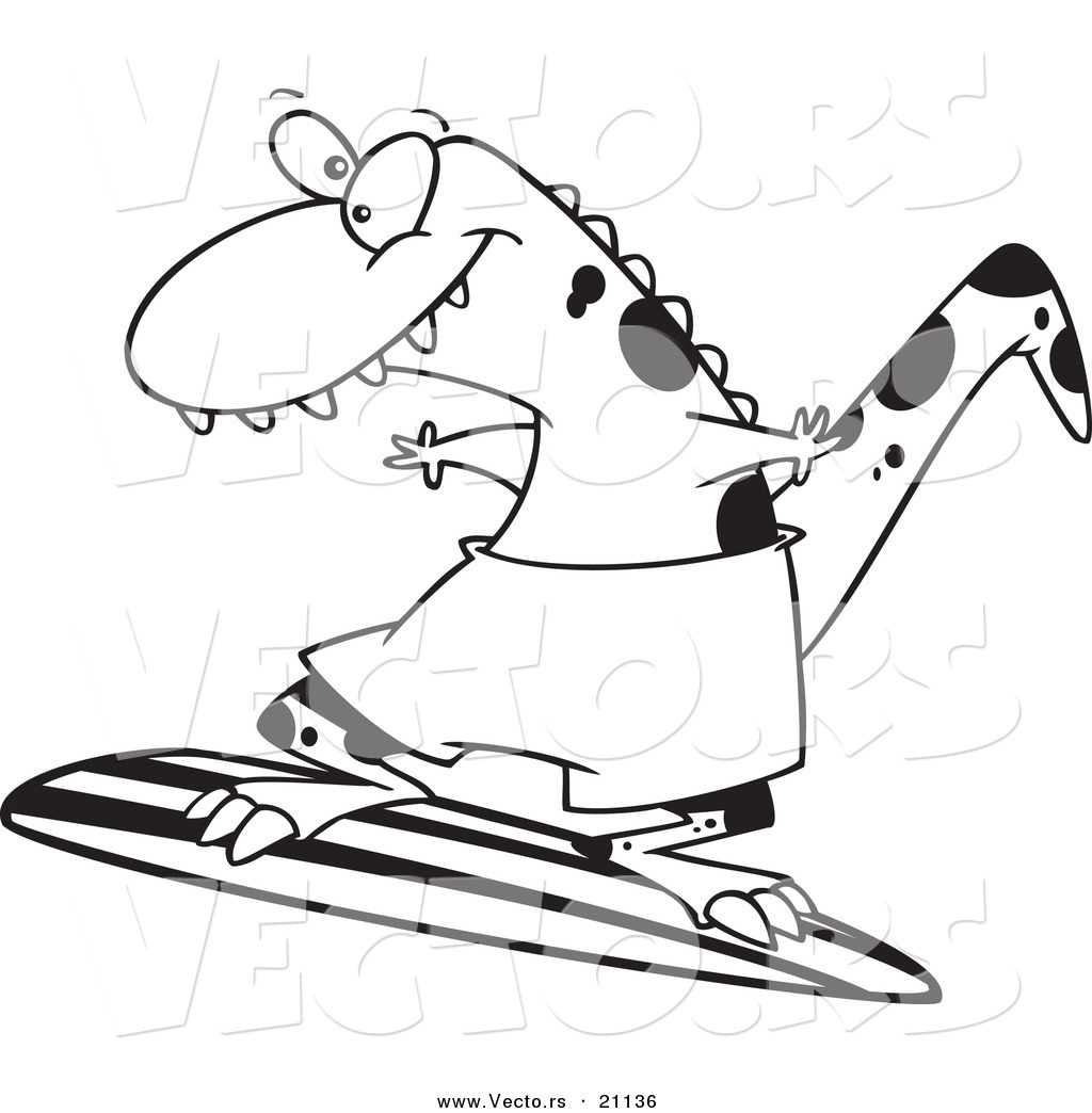 1024x1044 Vector Of A Cartoon Surfer Dinosaur