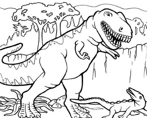 600x483 T Rex Dinosaurs Coloring Pages For Kids