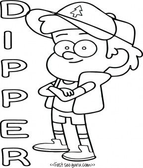 289x338 Printable Gravity Falls Characters Dipper Pines Coloring Pages