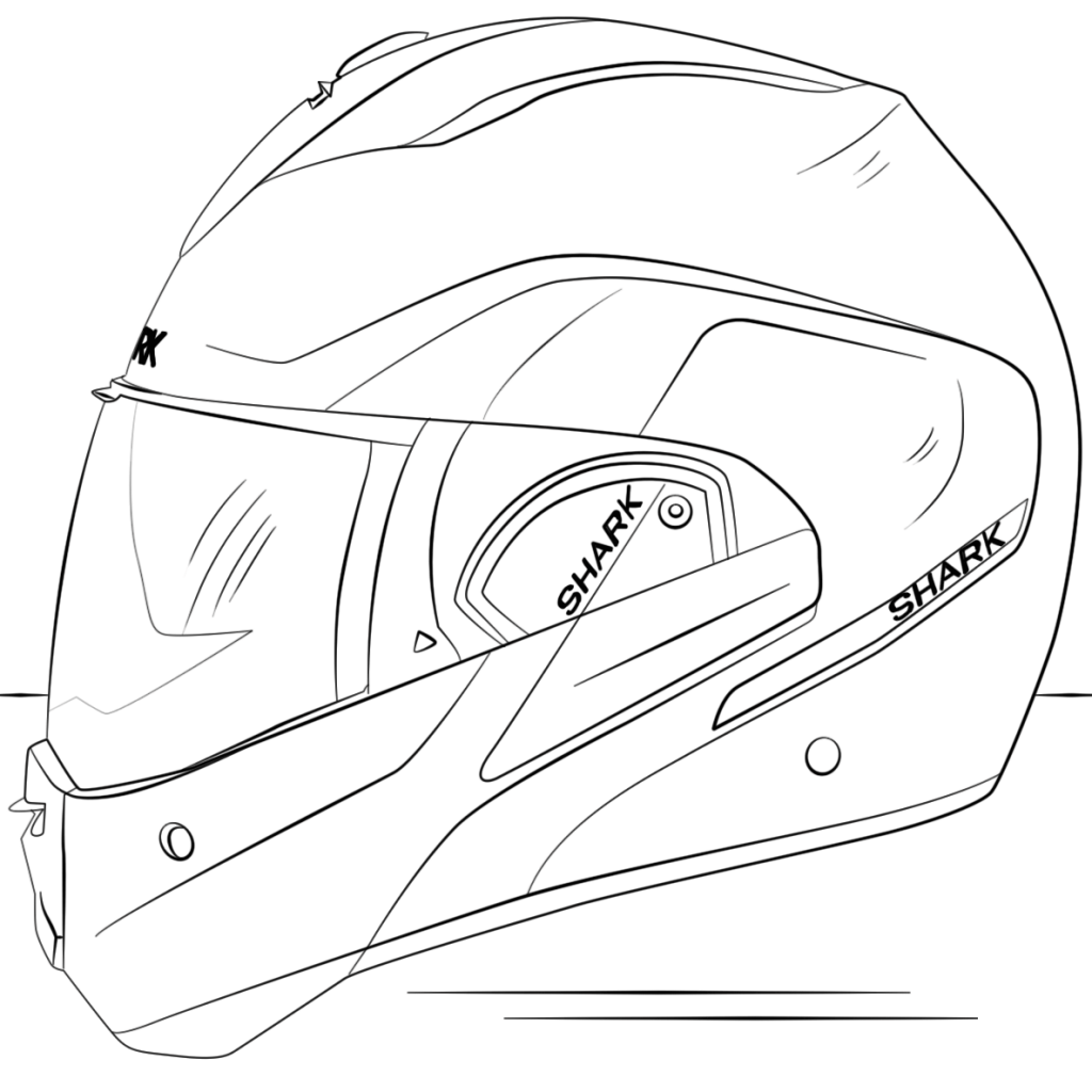 1024x1024 Motorcycle Fullface Helmet Coloring Page