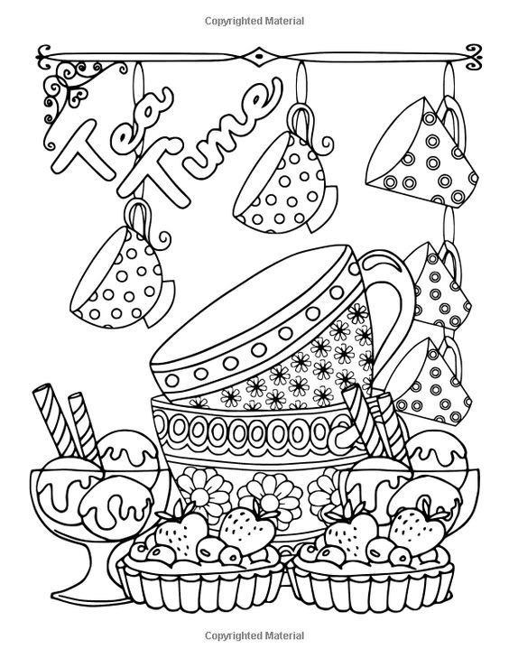 564x729 Coffee, Tea Sweets Adult Coloring Book Including Recipes
