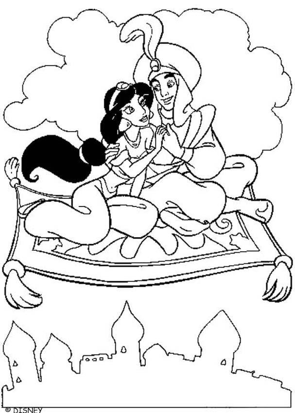 607x850 Flying Princess Jasmine And Aladdin Coloring Pages