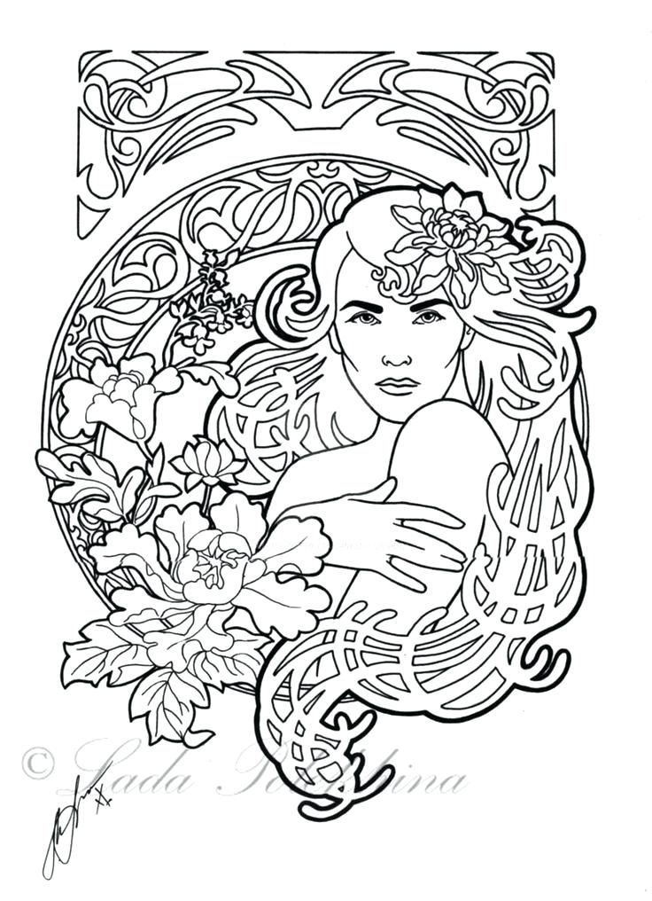 736x1016 Art Nouveau Coloring Pages Art