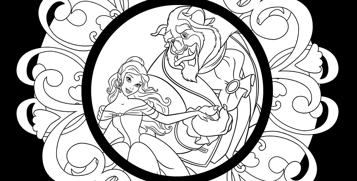 1180x600 Beauty And The Beast Coloring Pages