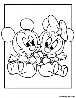 262x338 Free Printable Mickey And Minnie Disney Babies Coloring Pages