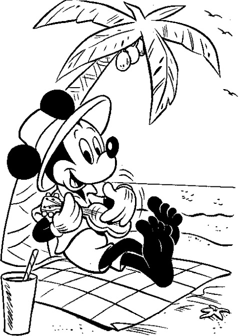 500x671 Mickey Mouse In Beach Coloring Page Disney Mickey