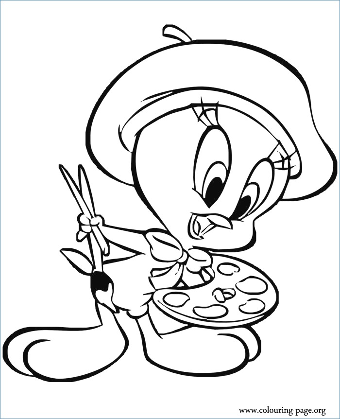 700x862 Tweety On The Beach Vacation Disney Summer Coloring Pages