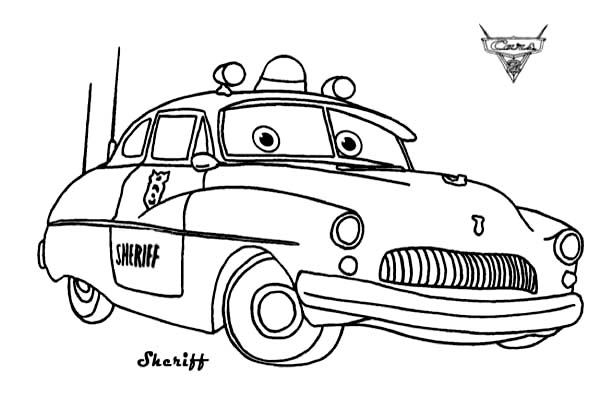 600x413 Cars Sheriff From Disney Cars Coloring Page