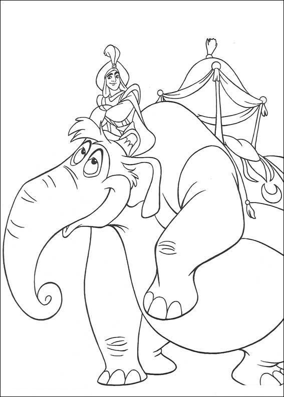 567x794 Aladdin On An Elephant Coloring Page Aladdin Pages