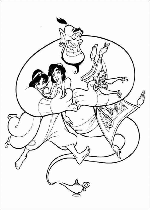 600x840 Princess Jasmine And Aladdin Fly With Magic Carpet Disney Coloring