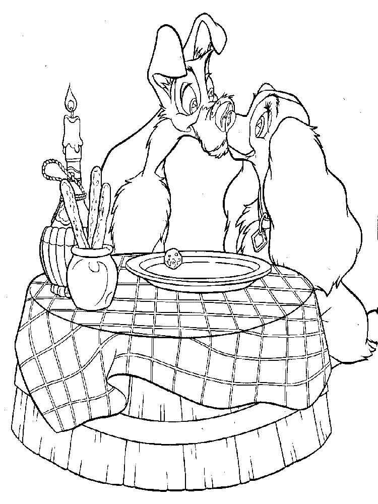 750x1000 Lady And Tramp Coloring Pages Download And Print Lady