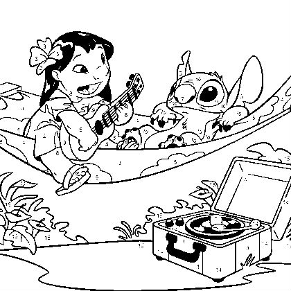 420x420 Lilo And Stitch Swing Coloring Picture For Kids Kindergarten