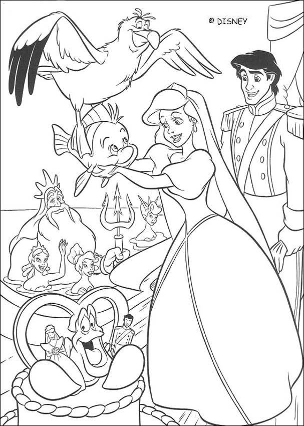 607x850 The Little Mermaid Coloring Pages Ariel's Wedding Day Disney