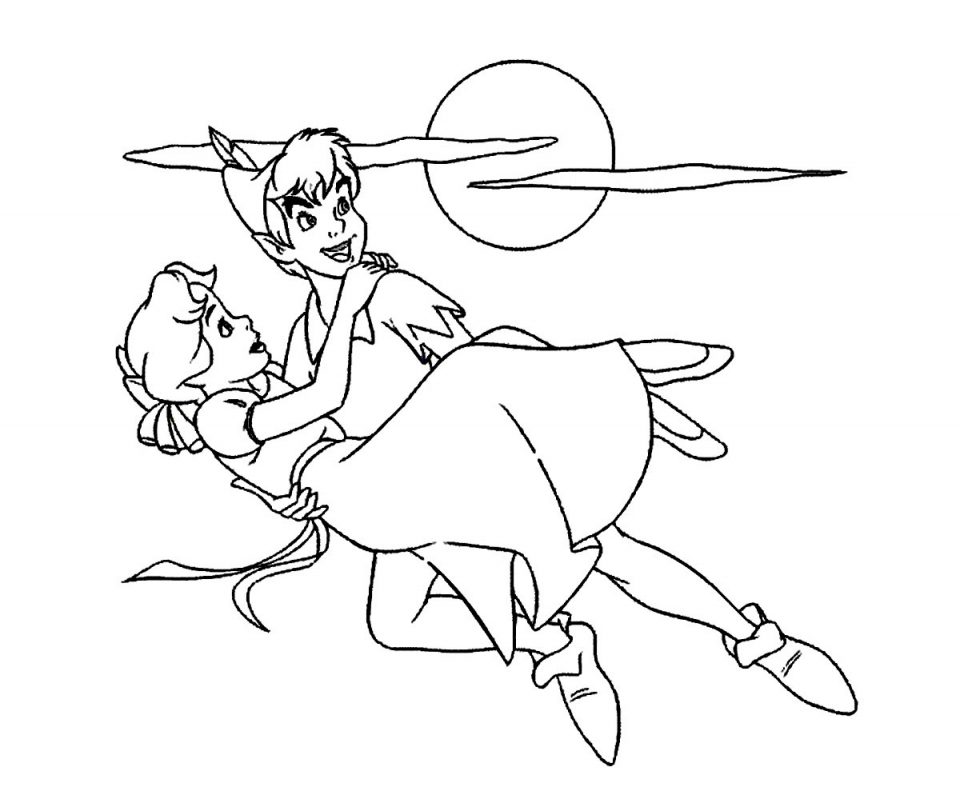 960x791 Coloring Pages Peter Pan Flying Free Print Tinkerbell And To Photo