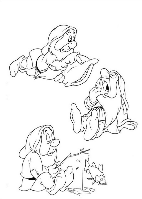 569x796 Snow White Dwarfs Coloring Page