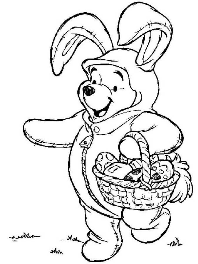 674x900 Winnie The Pooh On Easter Bunny Costume Disney Coloring Pages