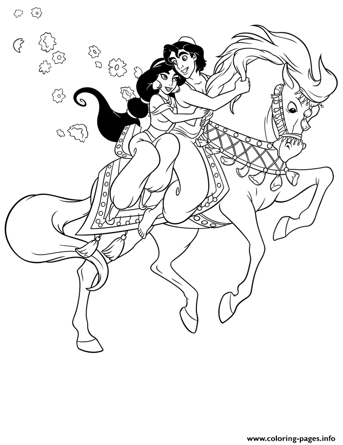 700x909 Coloring Page Info Aladdin And Jasmine Rides Huge Horse Disney