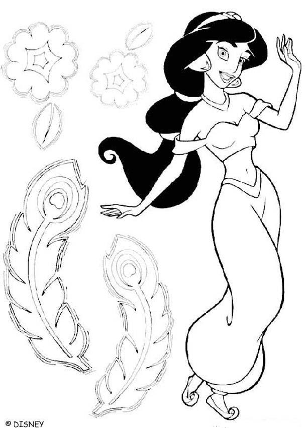 607x850 Princess Jasmine Coloring Pages