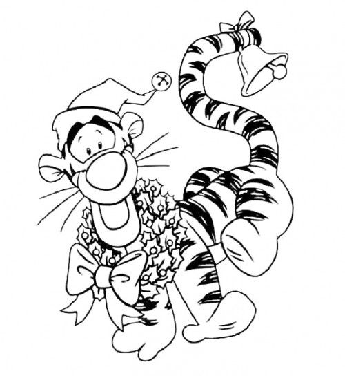 500x544 Tiger Disney Merry Christmas Coloring Page Winnie The Pooh Y
