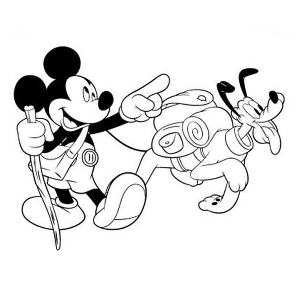 600x600 Disney Mickey And Pluto Going Camping Coloring Page Color Luna