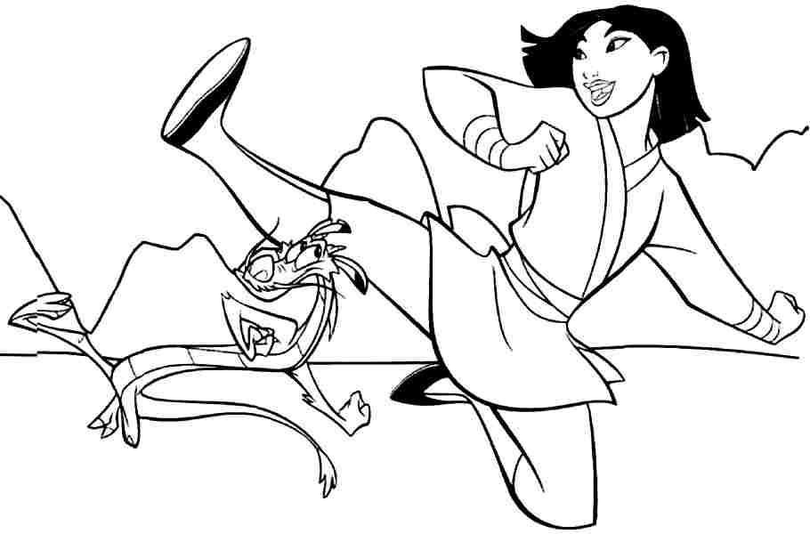 910x600 Disney Princess Mulan Coloring Pages Printable