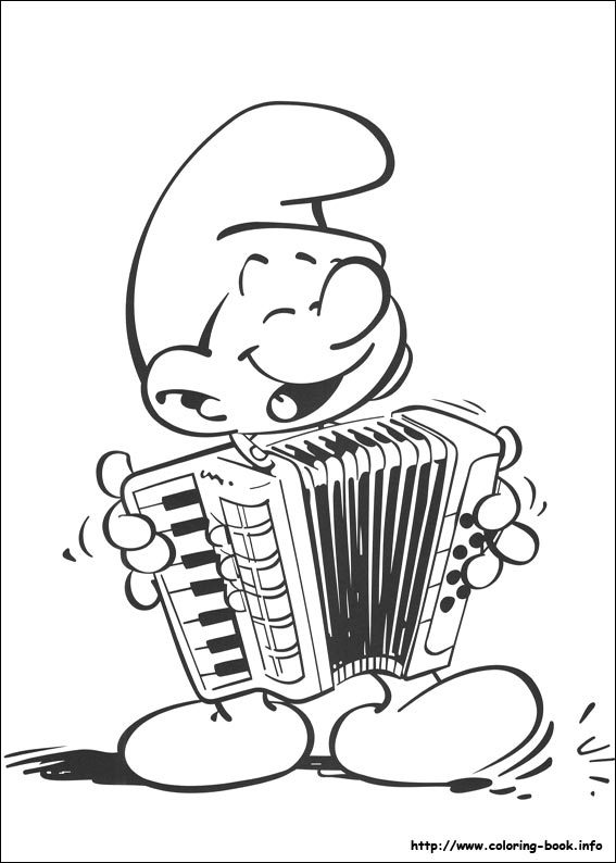 567x794 Transmissionpress Smurf Playing Music Coloring Pages