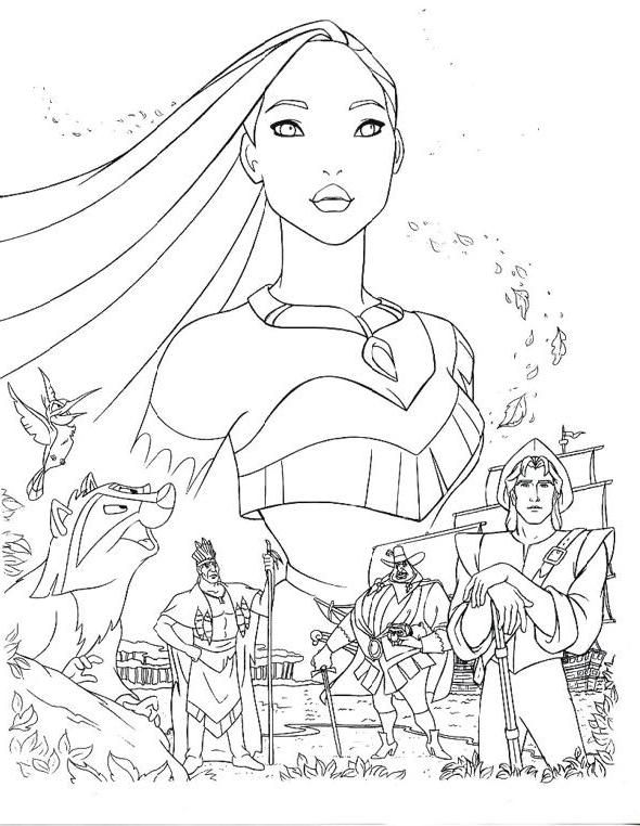 590x762 Disney Princes Pocahontas Coloring Pages Stiches