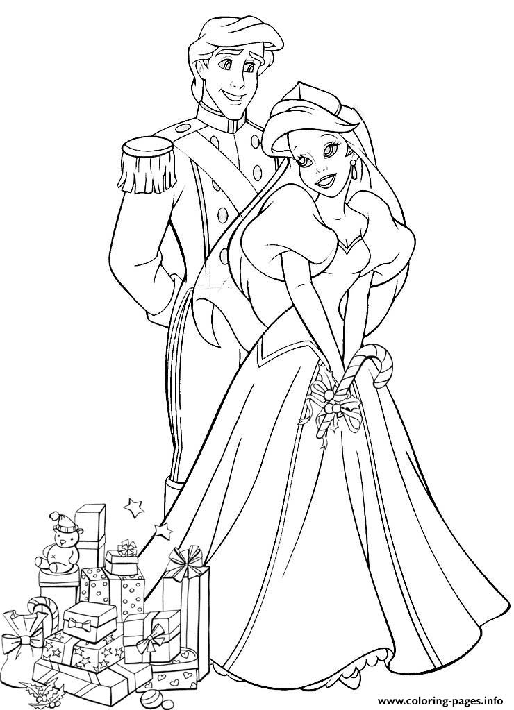 740x1023 Ariel And Eric With Wedding Gifts Disney Princess Coloring