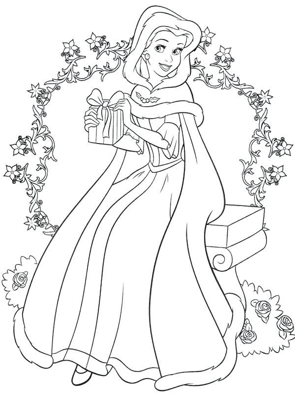 600x816 Belle Coloring Page Princess Princess Belle Christmas Coloring
