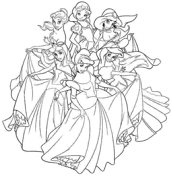 666x681 Princess Coloring Pages For Kids Princess Printable Coloring Pages