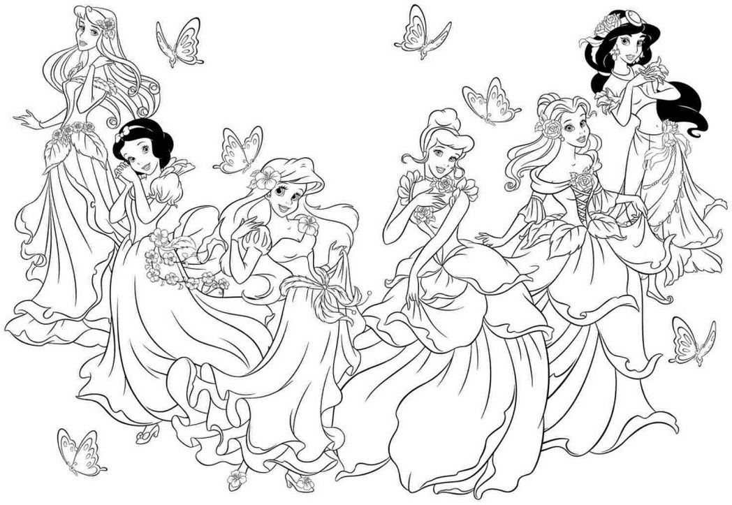 1048x723 Disney Princess Coloring Sheets Printable Free For Girls
