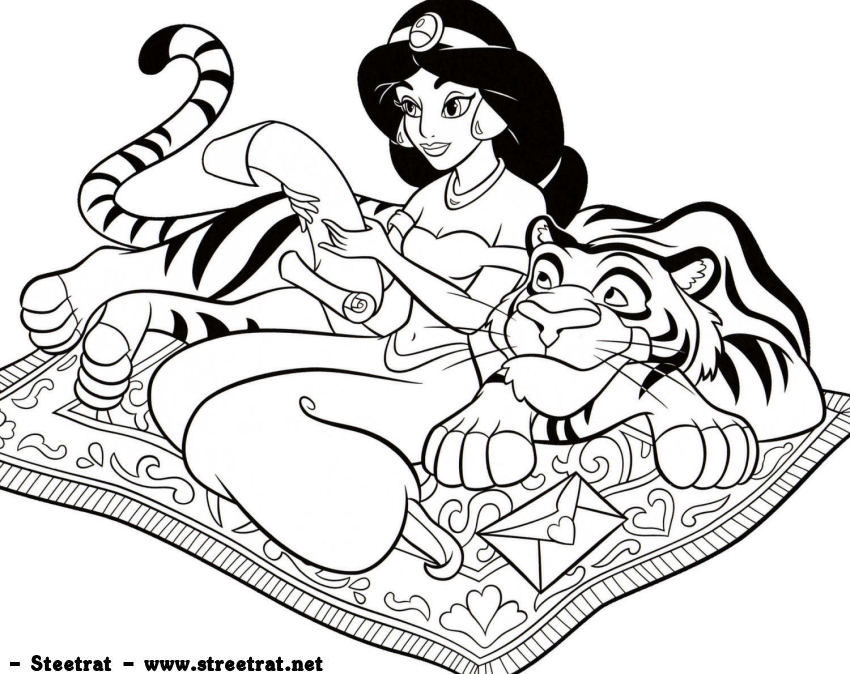 850x674 Princess Jasmine Coloring Pages Intended For Jasmine Coloring Free