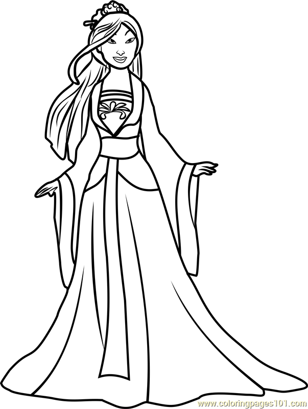 603x800 Princess Mulan Coloring Page