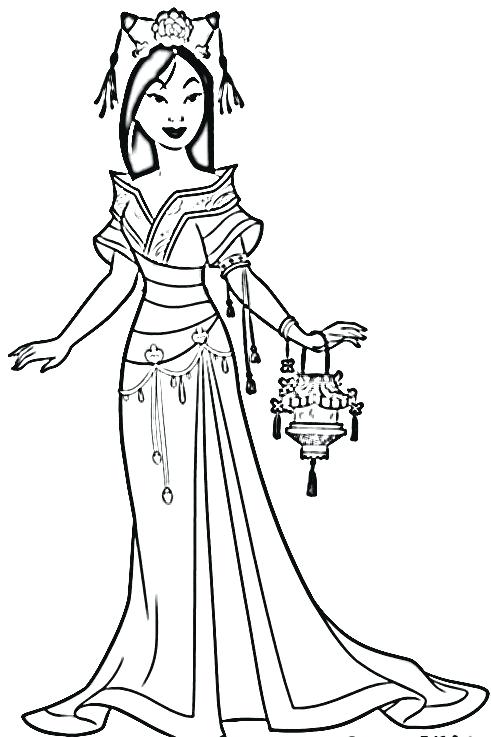 491x737 Disney Mulan Coloring Pages Free Printable Template With Princess