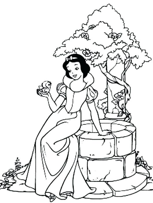 530x701 Disney Princess Coloring Pages Snow White And Prince Bird Page