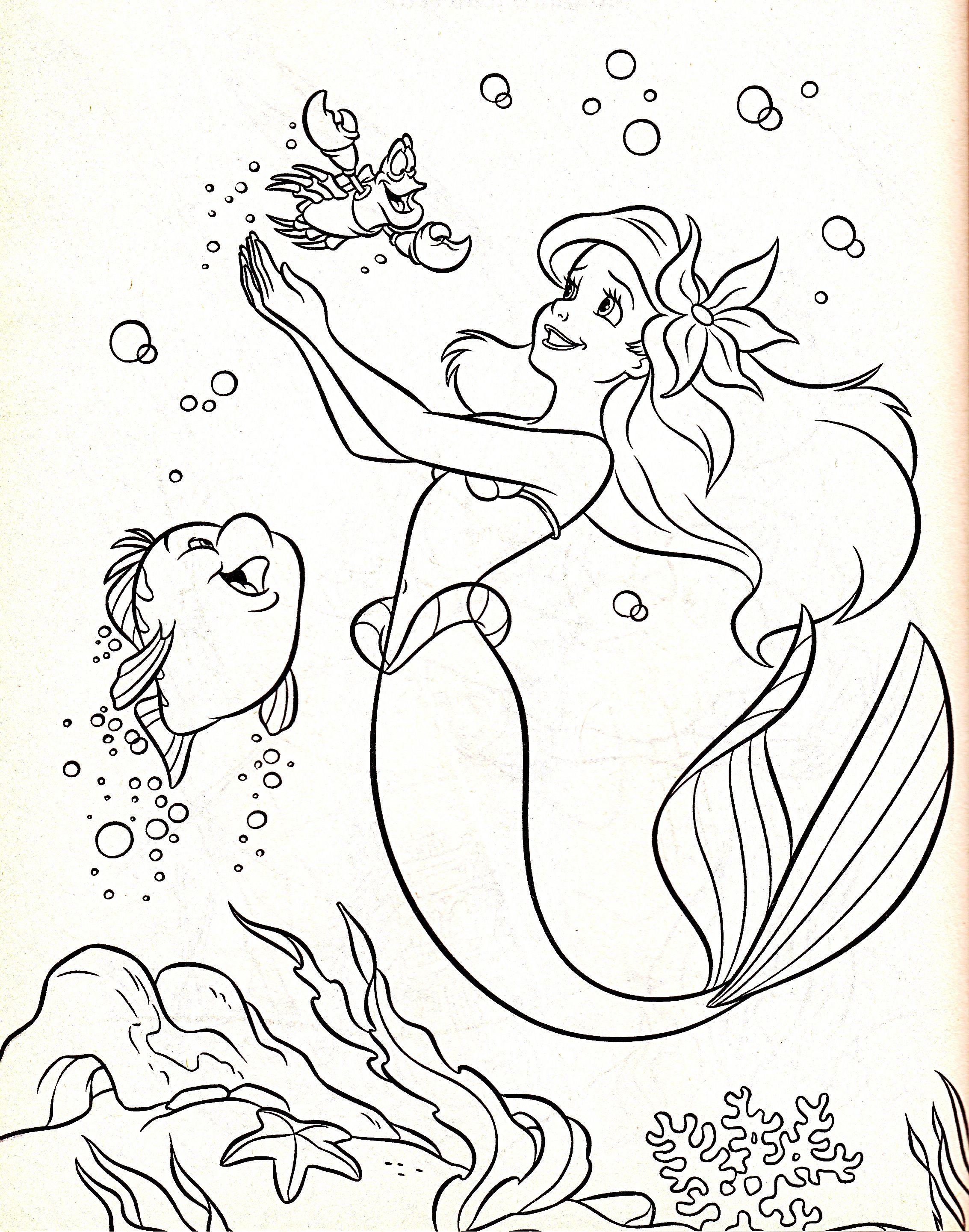2266x2882 Walt Disney Coloring Pages Flounder Princess Ariel Sebastian Walt