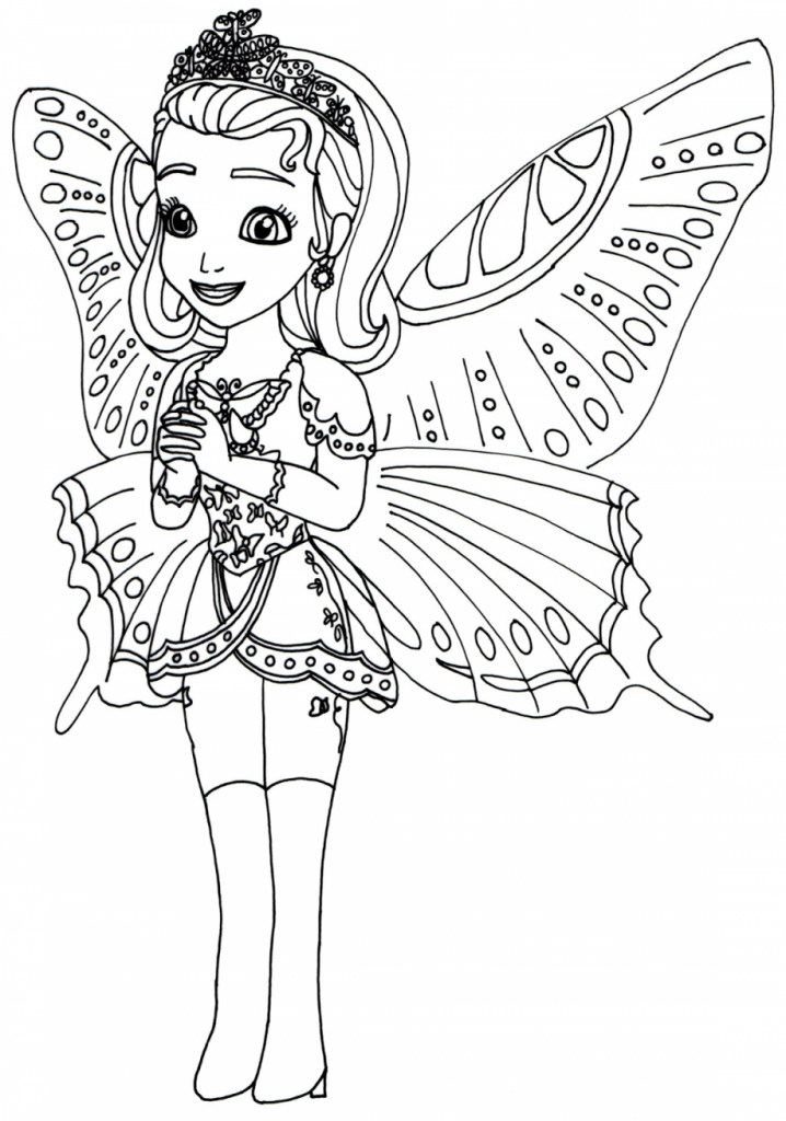 718x1024 Princess Sofia With Butterfly Costume Coloring Pages
