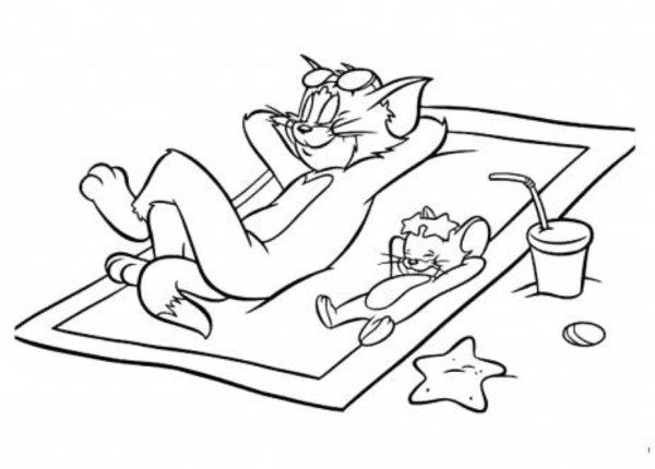 600x430 Tom And Jerry On The Beach Disney Summer Coloring Pages