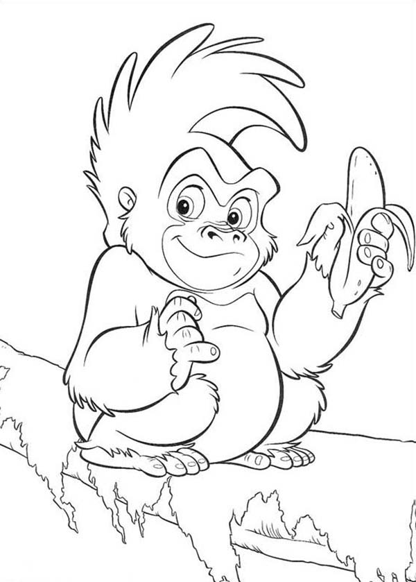 600x839 Little Terk Eat Banana In Disney Tarzan Coloring Page Coloring Sun