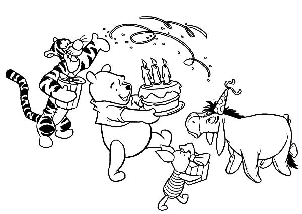 600x426 Disney Birthday For Winnie The Pooh Coloring Pages Best Place