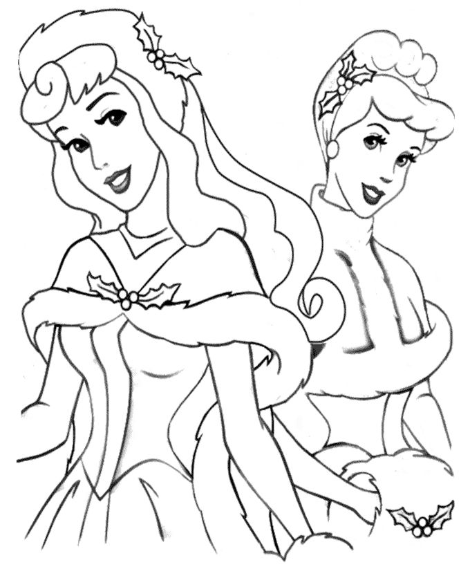 680x849 The Two Celebrate Christmas Disney Princess Coloring Pages