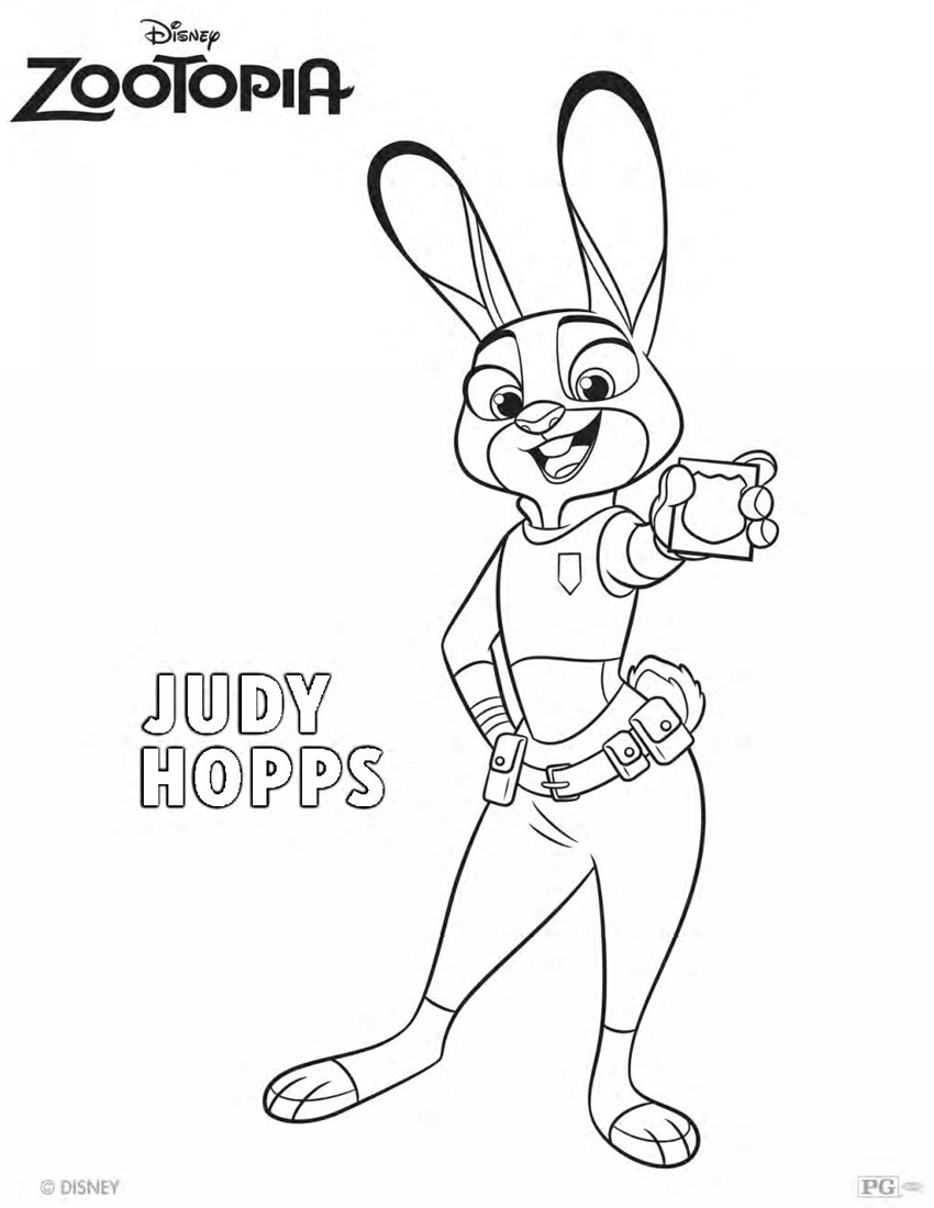 850x1100 Zootopia Judy Hopps Coloring Page Central