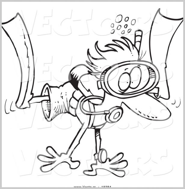 615x627 Printable Scuba Diver Coloring Pages Vector Of A Cartoon