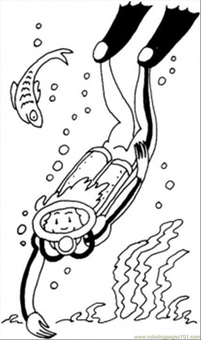 650x1099 Diver Coloring Page