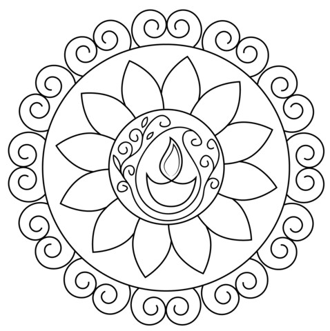 478x480 Rangoli Coloring Pages Printable Diwali Page Free