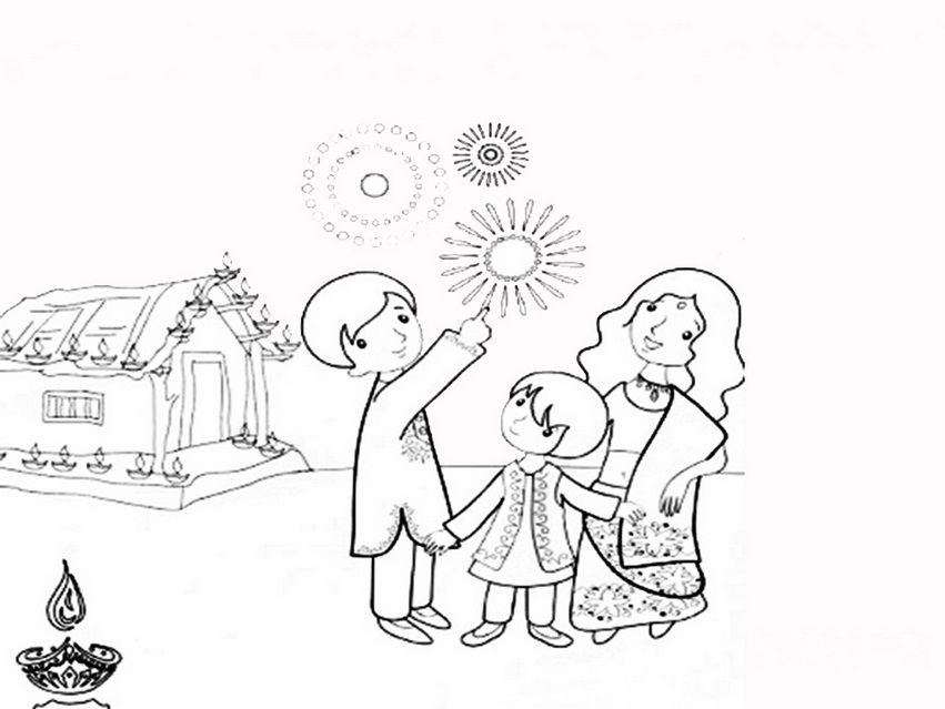 851x639 Biggest Collection Of Best Diwali Drawing For Kids Beautiful