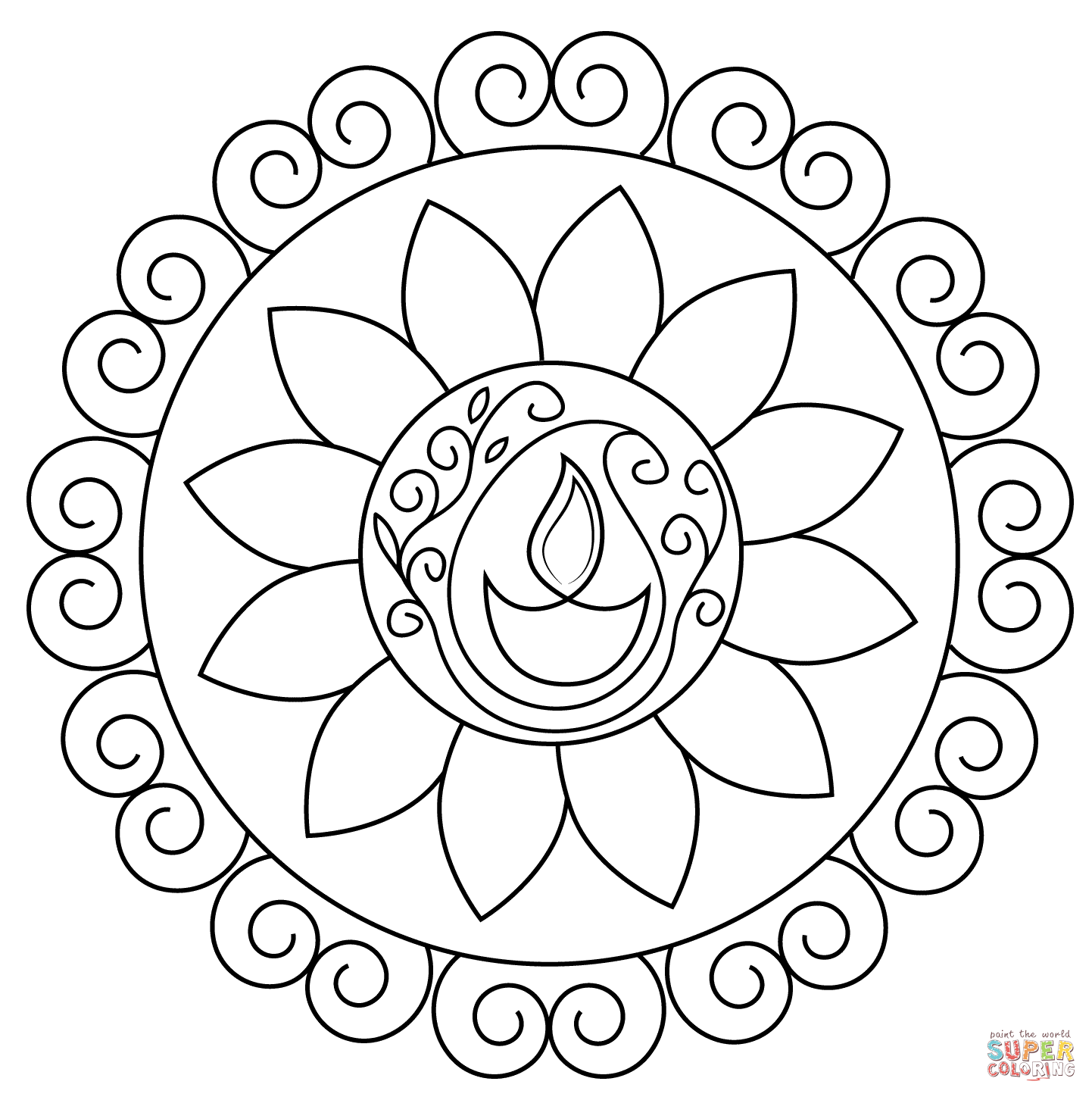 1442x1448 Diwali Rangoli Coloring Pages Happy Diwali Diwali