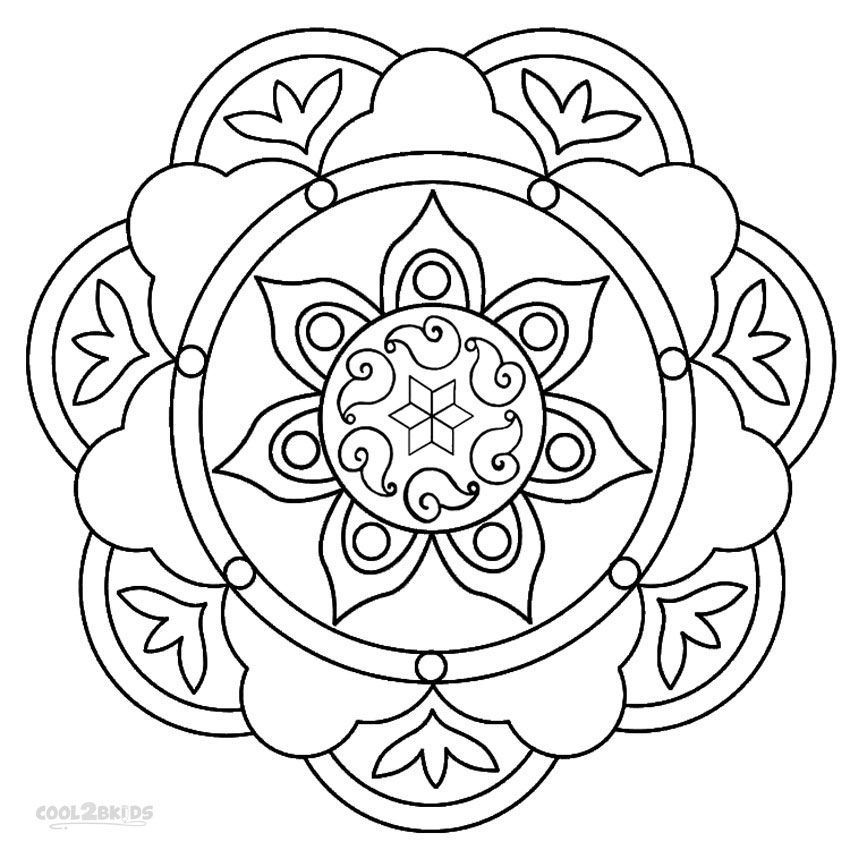 850x850 Printable Rangoli Coloring Pages For Kids Yuvarlak